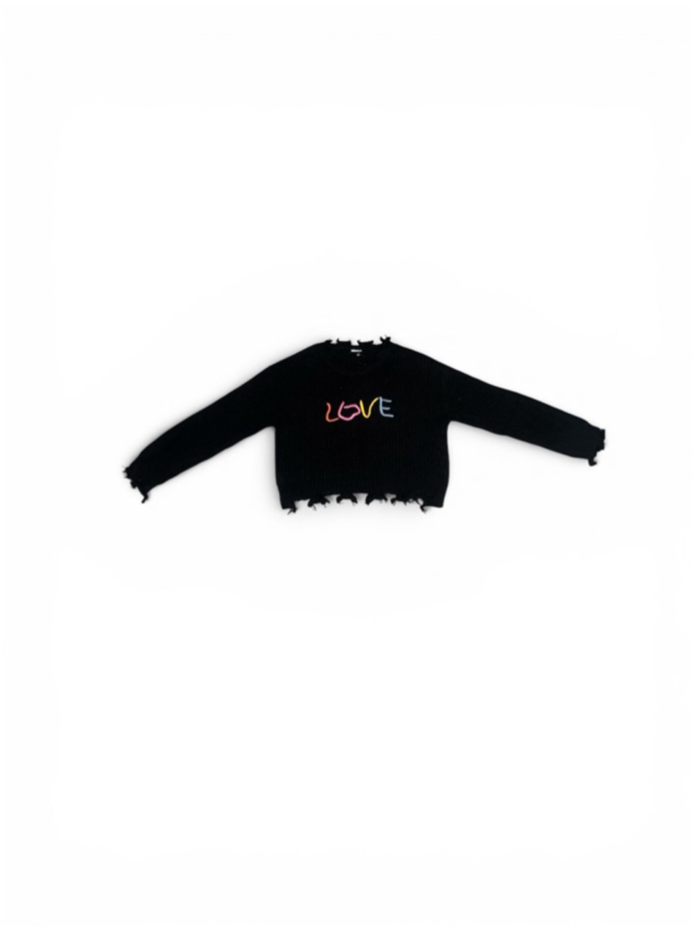 Fashion Nova Kids distressed sweater. BLACK. (16) NWT